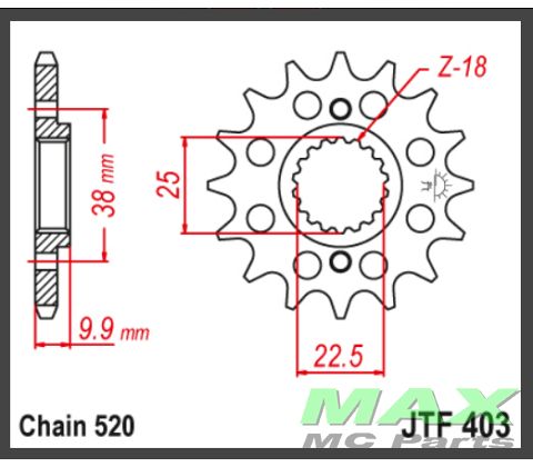 JT Fortandhjul - JTF403.15 BMW G450 X