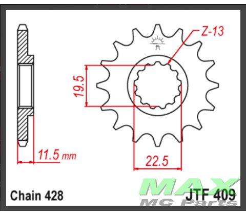 JT Fortandhjul - JTF409.14 KLX125 DRZ125