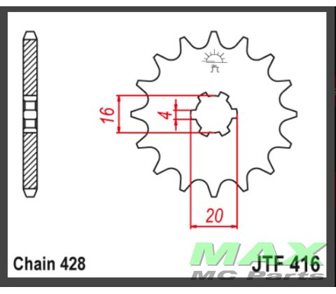 JT Fortandhjul - JTF416.15 DT125 RD125