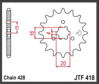 JT Fortandhjul - JTF418.14 KH125 KX125 
