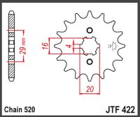 JT Forkædehjul - JTF422.12 YZ125 77-86