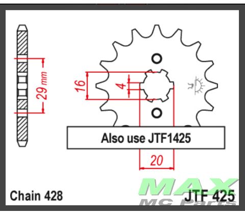 JT Fortandhjul - JTF425.15 RG125 92-96
