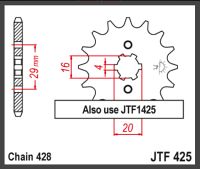 JT Fortandhjul - JTF425.16 RG125 92-96
