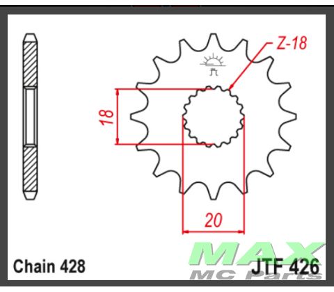 JT Fortandhjul - JTF426.14 GN125 RM125