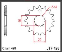 JT Fortandhjul - JTF426.14 GN125 RM125