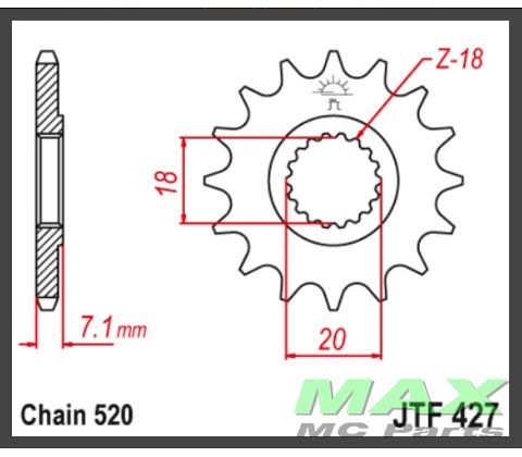 JT Fortandhjul - JTF427.13 RMZ250 10-12