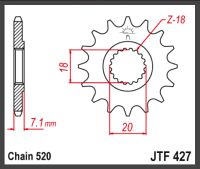 JT Fortandhjul - JTF427.14 RMZ250 10-12 