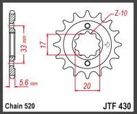 JT Fortandhjul - JTF430.13 KX250F RMZ250