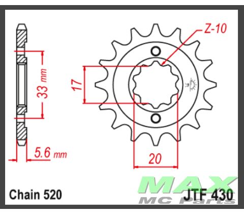 JT Fortandhjul - JTF430.14 GS250 GSX250