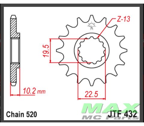 JT Fortandhjul - JTF432.14SC DRZ400 DR35