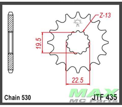 JT Fortandhjul - JTF435.15 GSX400 GR650