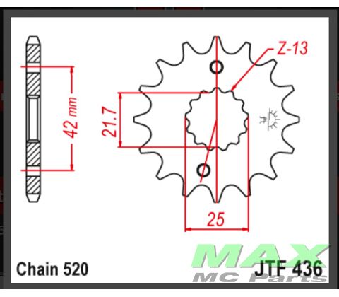 JT Fortandhjul - JTF436.14 RS250 RG250 
