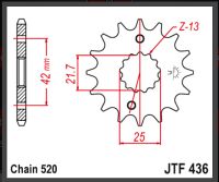 JT Fortandhjul - JTF436.14 RS250 RG250 