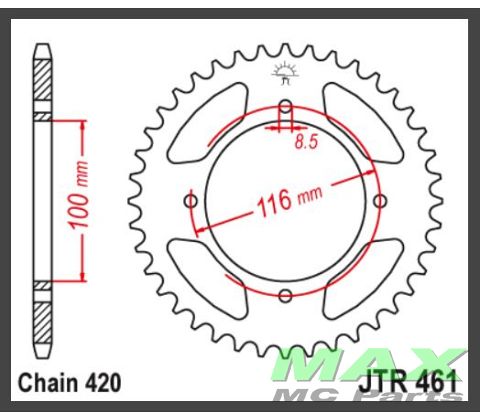 JT Bagkædehjul  - JTR461.51  STEEL