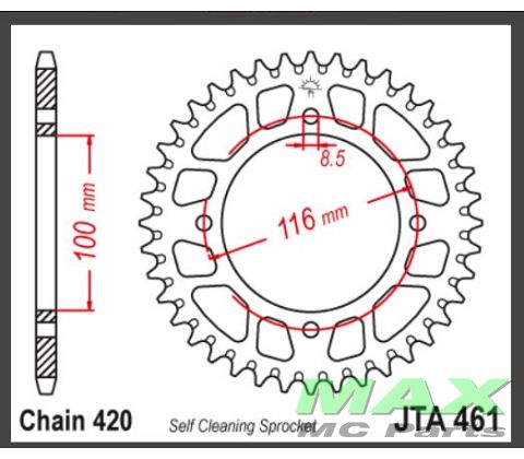 JT Bagkædehjul  - JTA461.53   ALU