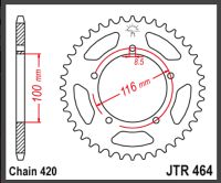 JT Bagkædehjul  - JTR464.44  STEEL