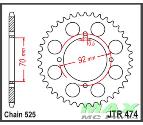 JT Bagkædehjul - JTR474.48 S1-250 3CYL 