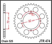 JT Bagkædehjul - JTR474.48 S1-250 3CYL 