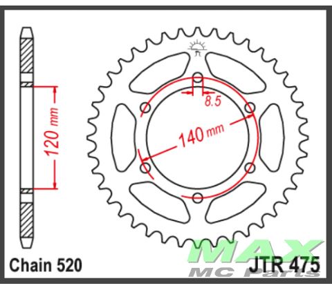 JT Bagkædehjul - JTR475.44