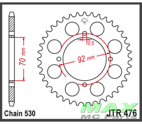 JT Bagkædehjul - JTR476.40 Z500 B Z550 B