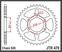 JT Bagkædehjul - JTR478.43 ZX6R Z750R