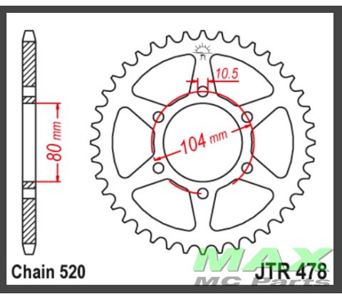 JT Bagkædehjul - JTR478.43 ZX6R Z750R