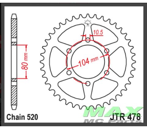 JT Bagkædehjul - JTR478.45 ZXR400 Z800