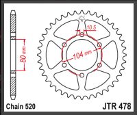 JT Bagkædehjul -JTR478.46 ER6F ER6N Z650