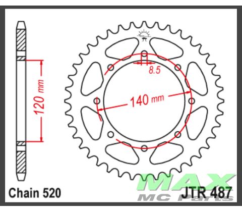 JT Bagkædehjul - JTR487.42 KLR650 KLX650