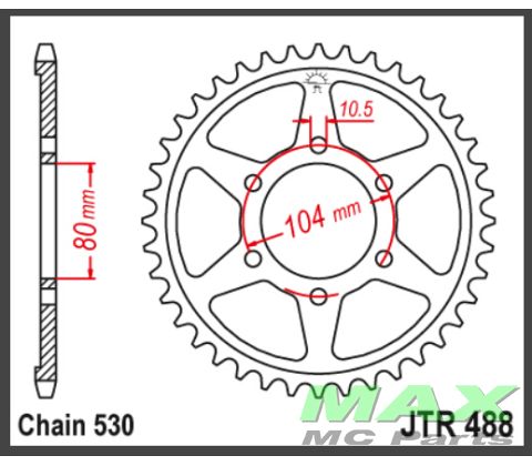 JT Bagkædehjul - JTR488.42 ZRX1200 ZXR75