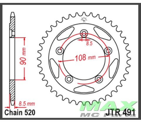 JT Bagkædehjul - JTR491.38