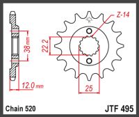 JT Fortandhjul - JTF495.15 DUC 750 PASO