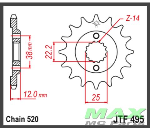 JT Fortandhjul - JTF495.15 DUC 750 PASO