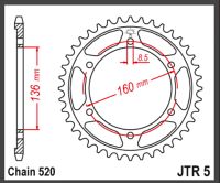 JT Bagkædehjul - JTR5.41 APRILIA 125 ETX