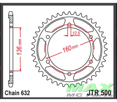 JT Bagkædehjul - JTR500.40 GPZ1000RX