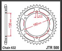 JT Bagkædehjul - JTR500.40 GPZ1000RX