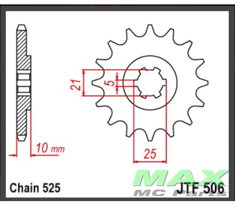 JT Fortandhjul - JTF506.14 KAW S1-250CC
