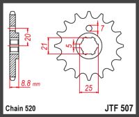 JT Fortandhjul - JTF507.13 250 CR KLT250