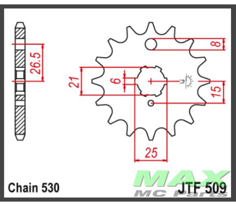 JT Fortandhjul - JTF509.15 Z400D Z400B