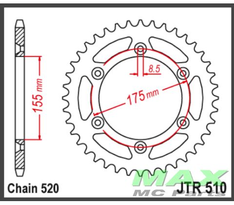 JT Bagkædehjul -JTR510.46 *USE:R510/46T/
