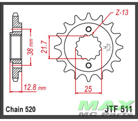 JT Fortandhjul - JTF511.14 KLX650R 93-96