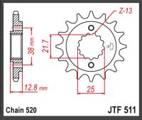 JT Fortandhjul - JTF511.15 KLR650 KLX650