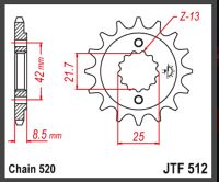 JT Fortandhjul - JTF512.16 GPZ500S EN500