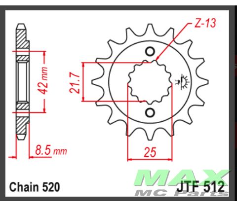 JT Fortandhjul - JTF512.16 GPZ500S EN500