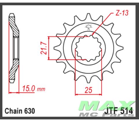 JT Fortandhjul - JTF514.15 GPZ750A 83-89