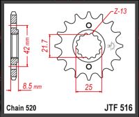JT Fortandhjul - JTF516.15 KR1-250 KLR60