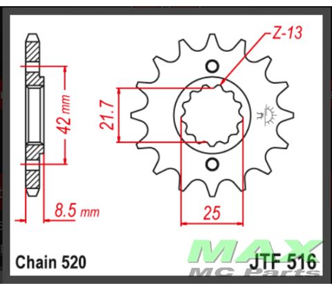 JT Fortandhjul -JTF516.16 GS500E/F 94-10