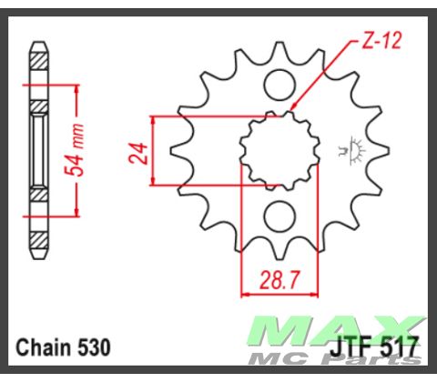 JT Fortandhjul - JTF517.17 GPZ900 ZX14R