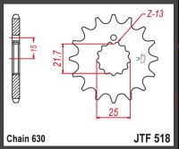 JT Fortandhjul - JTF518.13 Z650F2- Z750L
