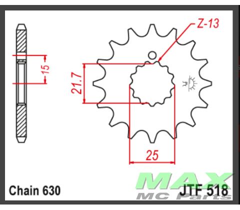 JT Fortandhjul - JTF518.16 ALTERNATIV GE